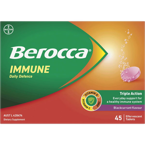 Berocca Immune Daily Defence Blackcurrant Effervescent 45 Pack