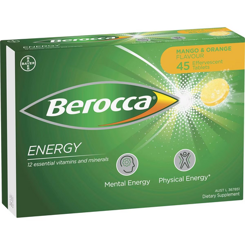 Berocca Vitamin B & C Mango & Orange Flavour Energy 45 Pack