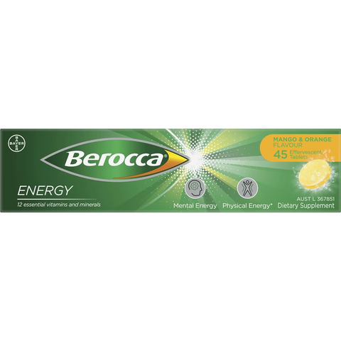 Berocca Vitamin B & C Mango & Orange Flavour Energy 45 Pack