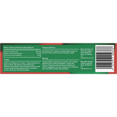 Berocca Immune Daily Defence Effervescent Tablets 15 Pack