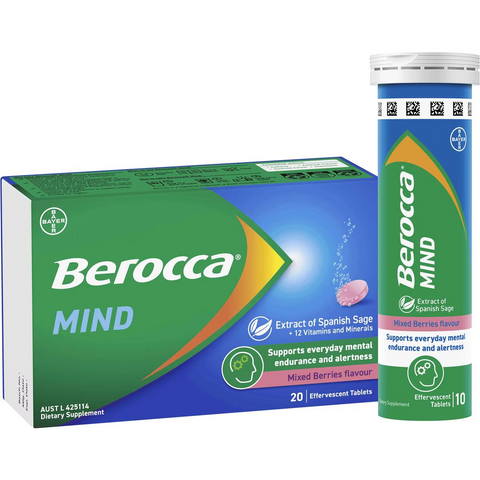 Berocca Mind Effervescent Tablets Mixed Berry Flavour 20 Pack