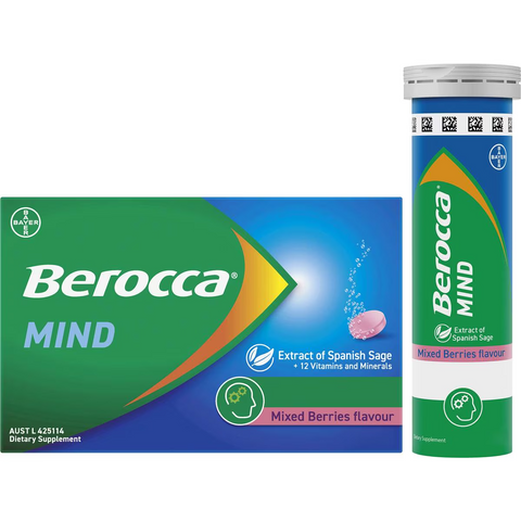 Berocca Mind Effervescent Tablets Mixed Berry Flavour 20 Pack