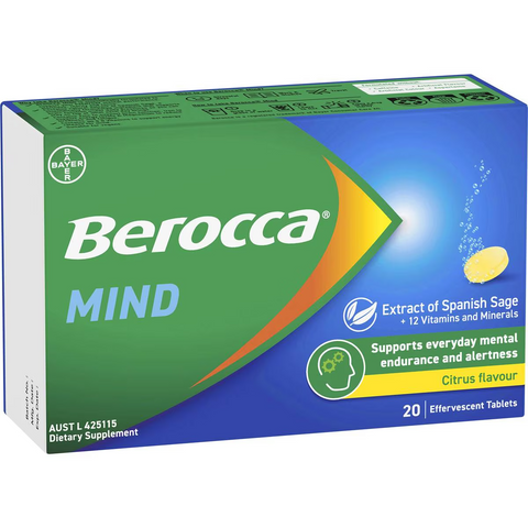 Berocca Mind Effervescent Tablets Citrus Flavour 20 Pack