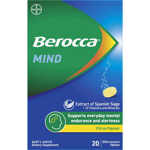 Berocca Mind Effervescent Tablets Citrus Flavour 20 Pack