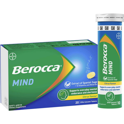 Berocca Mind Effervescent Tablets Citrus Flavour 20 Pack