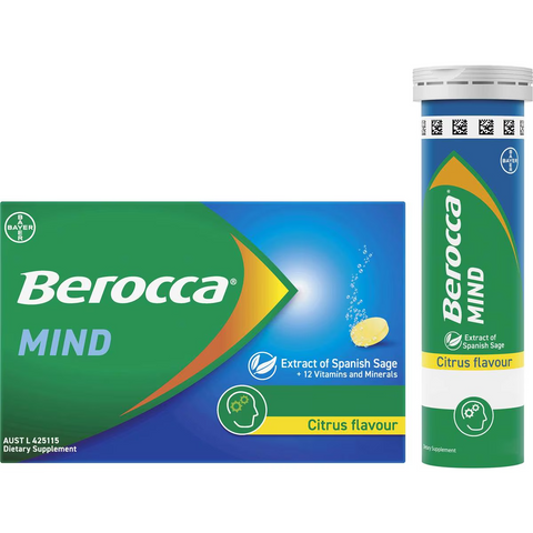 Berocca Mind Effervescent Tablets Citrus Flavour 20 Pack