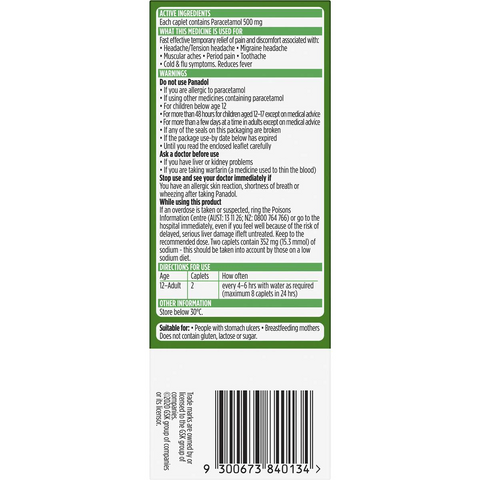 Panadol Rapid For Fast Pain Relief With Paracetamol 500mg 20 Pack