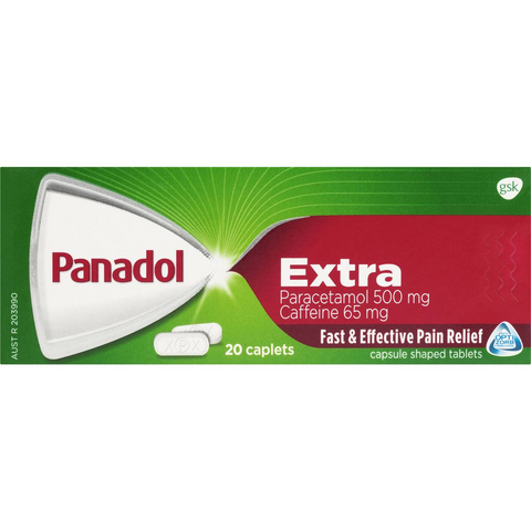 Panadol Extra For Pain Relief Paracetamol & Caffeine 500mg 20 Pack