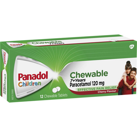 Panadol Children 7+ Years Chewable Tablet Pain Relief 12 Pack