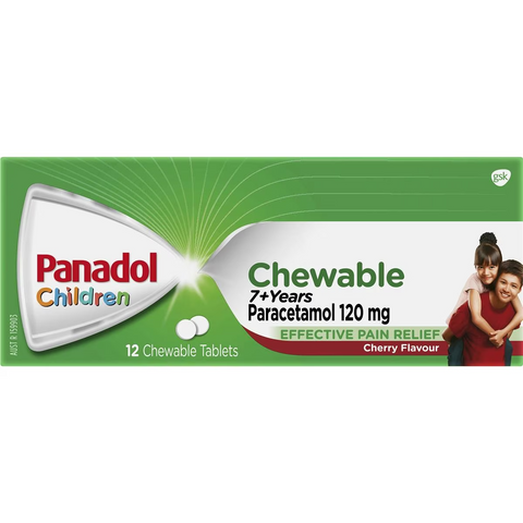 Panadol Children 7+ Years Chewable Tablet Pain Relief 12 Pack