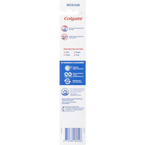 Colgate Toothbrush With Rubber Tongue Cleaner 1 Pack