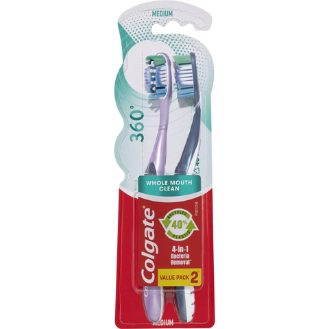 Colgate Toothbrush 360 - Medium Value Pack 2 Pack