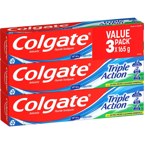 Colgate Triple Action Toothpaste 165g X 3 Pack