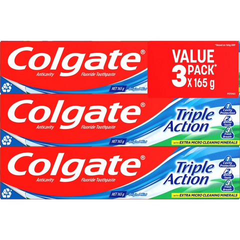 Colgate Triple Action Toothpaste 165g X 3 Pack