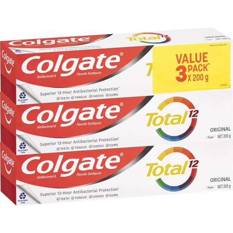 Colgate Antibacterial Toothpaste Total Original Value Pack 200g X 3 Pack