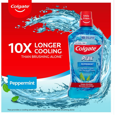 Colgate Mouthwash Peppermint Alcohol Free - Plax 500ml