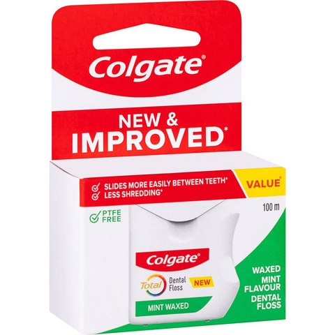 Colgate Dental Floss Waxed 100m Mint Flavour Each