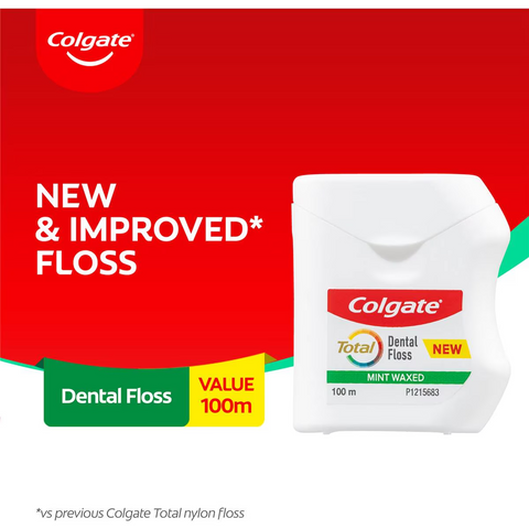 Colgate Dental Floss Waxed 100m Mint Flavour Each