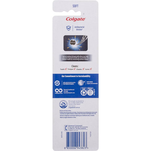 Colgate Toothbrush 360 Charcoal Spiral Soft 3 Pack