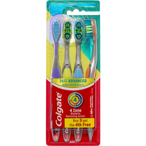 Colgate Toothbrush 360 Advanced Soft 4 Pack