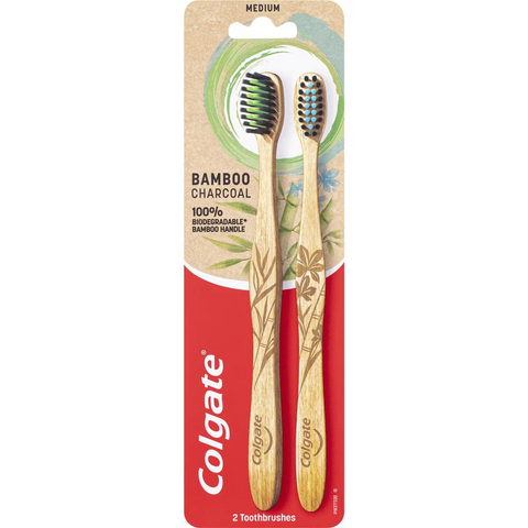 Colgate Toothbrush Biodegradable Bpa Free Bamboo 2 Pack