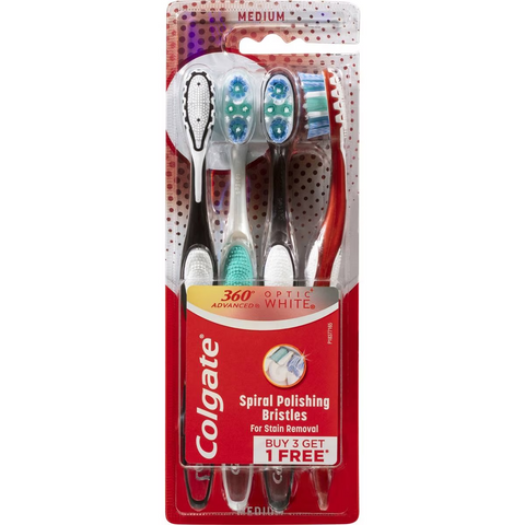 Colgate Toothbrush 360 Advanced Optic White 4 Pack