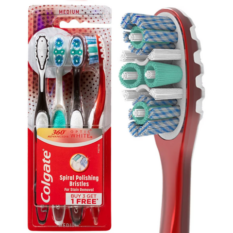 Colgate Toothbrush 360 Advanced Optic White 4 Pack