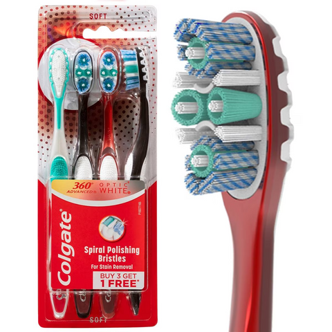 Colgate Toothbrush 360 Advanced Optic White Soft 4 Pack