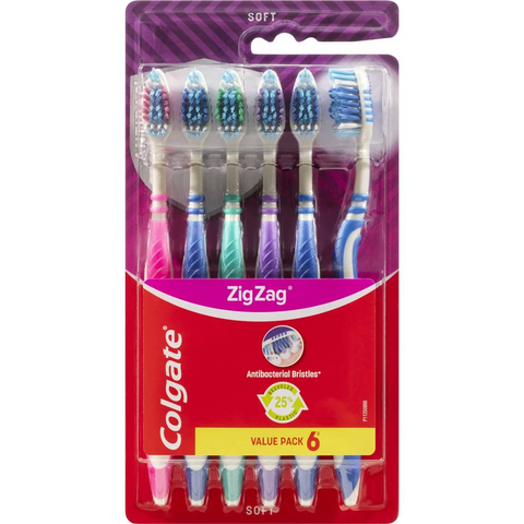 Colgate Manual Toothbrush Zig Zag Interdental Clean Soft Value 6 Pack