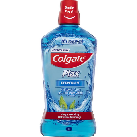 Colgate Mouthwash Peppermint Alcohol Free - Plax 1l