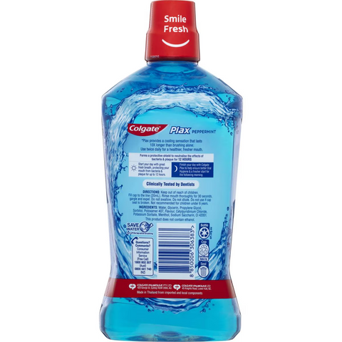 Colgate Mouthwash Peppermint Alcohol Free - Plax 1l