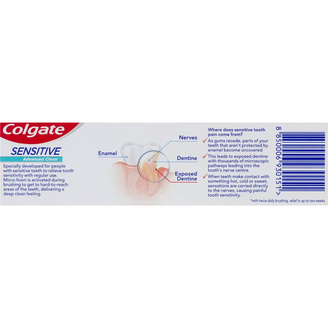 Colgate Sensitive Advanced Clean Fluoride Toothpaste 110g