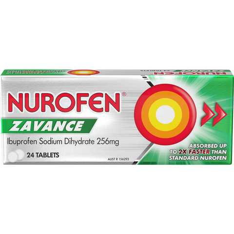 Nurofen Zavance Fast Pain Relief Tablets 256mg Ibuprofen 24 Pack