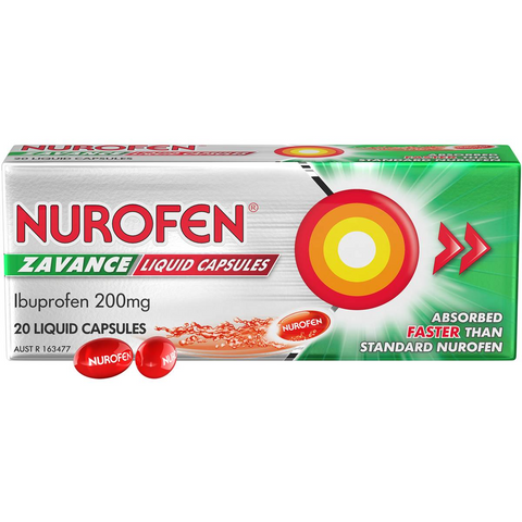 Nurofen Zavance Fast Pain Relief Liquid Capsules Ibuprofen 20 Pack