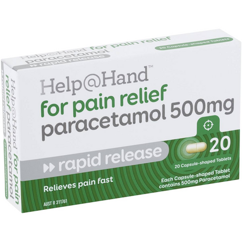 Help@hand For Pain Relief Paracetamol 500mg Rapid Release Tablets 20 Pack