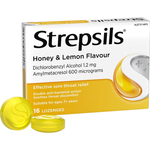 Strepsils Sore Throat Antibacterial Lozenge Honey & Lemon 16 Pack