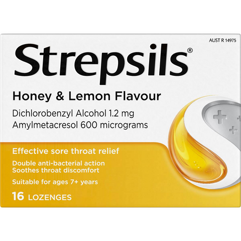 Strepsils Sore Throat Antibacterial Lozenge Honey & Lemon 16 Pack