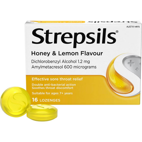 Strepsils Sore Throat Antibacterial Lozenge Honey & Lemon 16 Pack