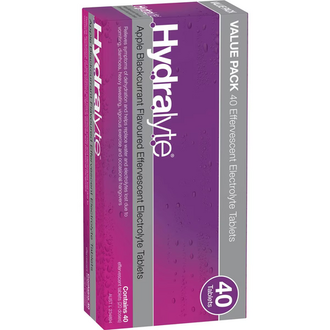 Hydralyte Effervescent Electrolyte Tablets Apple Blackcurrant 40 Pack