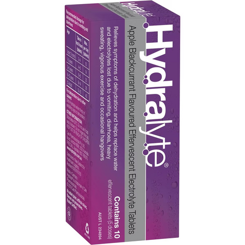 Hydralyte Effervescent Electrolyte Tablets Apple Blackcurrant 10 Pack