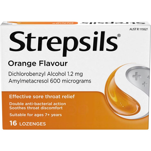 Strepsils Double Antibacterial Soothing Sore Throat Lozenges Orange 16