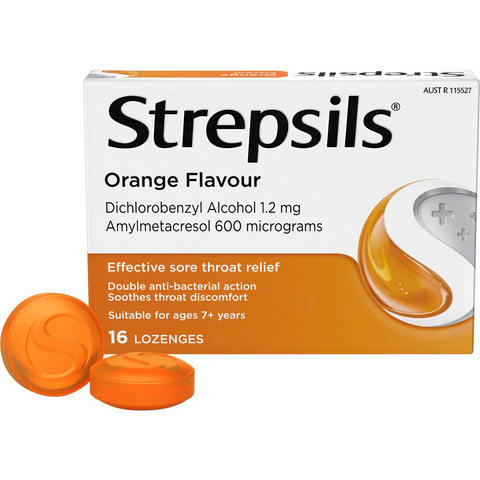 Strepsils Double Antibacterial Soothing Sore Throat Lozenges Orange 16