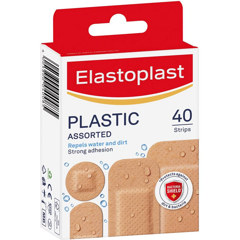 Elastoplast Water Resistant Plastic Plasters Assorted 40 Pack