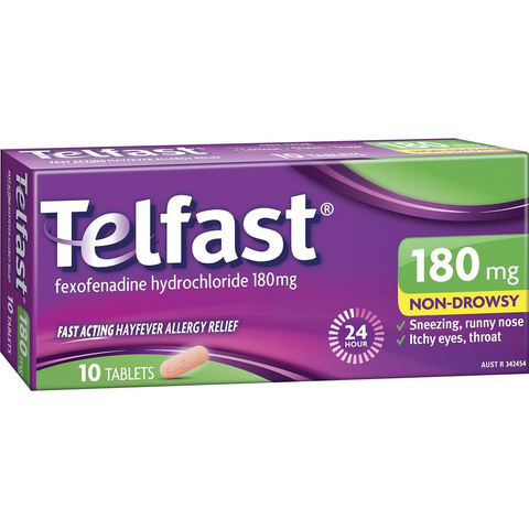 Telfast Hayfever Allergy Relief 180mg Non Drowsy Tablets 10 Pack