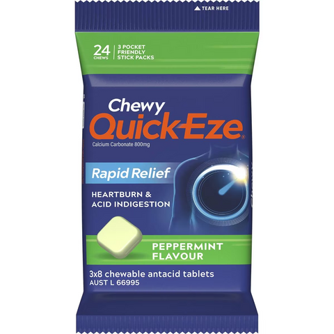 Quick-eze Heartburn & Indigestion Relief Chewy Peppermint 24 Pack