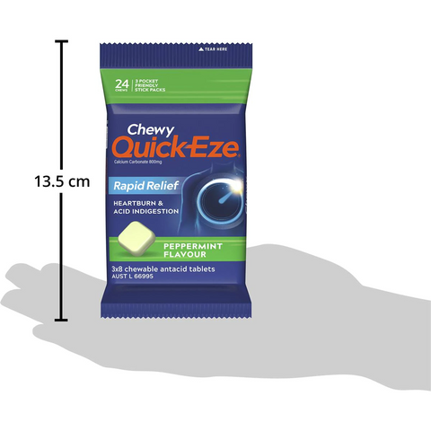 Quick-eze Heartburn & Indigestion Relief Chewy Peppermint 24 Pack