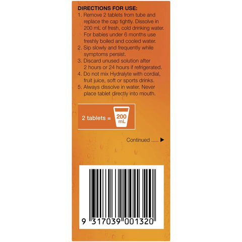 Hydralyte Effervescent Electrolyte Tablets Orange 10 Pack