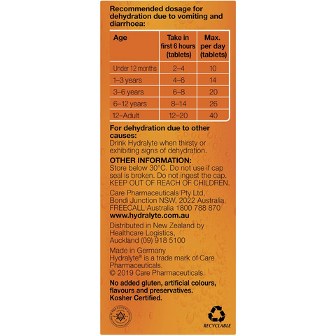 Hydralyte Effervescent Electrolyte Tablets Orange 10 Pack