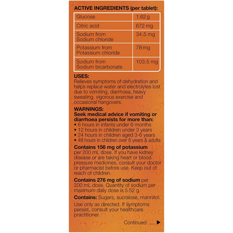 Hydralyte Effervescent Electrolyte Tablets Orange 10 Pack