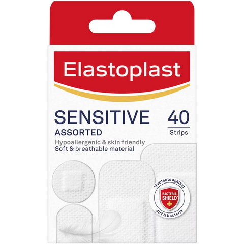 Elastoplast Sensitive Assorted White Plasters For Wound Protection 40 Pack